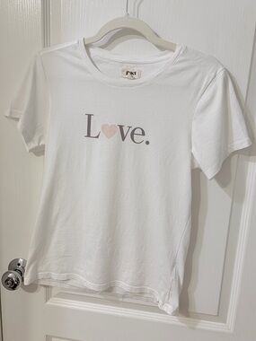 NEW Pact 100% organic cotton “LOVE” White Crewneck T-Shirt
